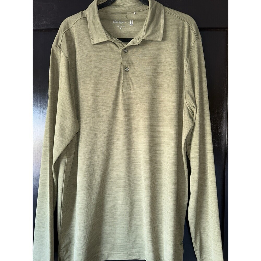 Golf Shirt By Walter Hagen Sz Xl Long Sleeve In Dark Olive Green In DRI Wick Fab - Picture 1 of 4
